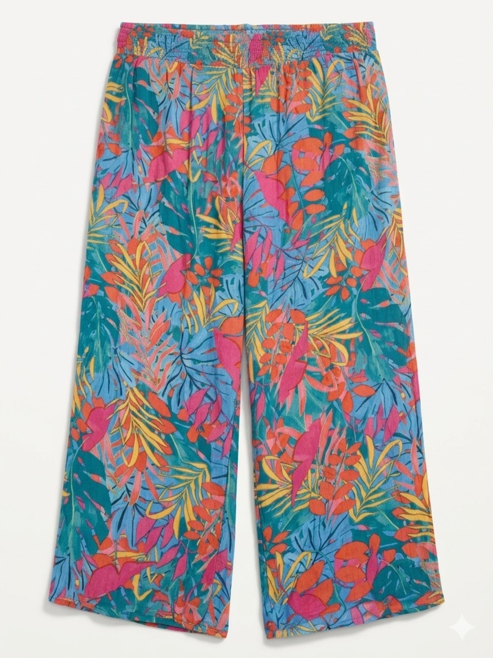 Kona Sol Teal Multicolor Tropical Wide Leg Pants - Picture 1 of 7